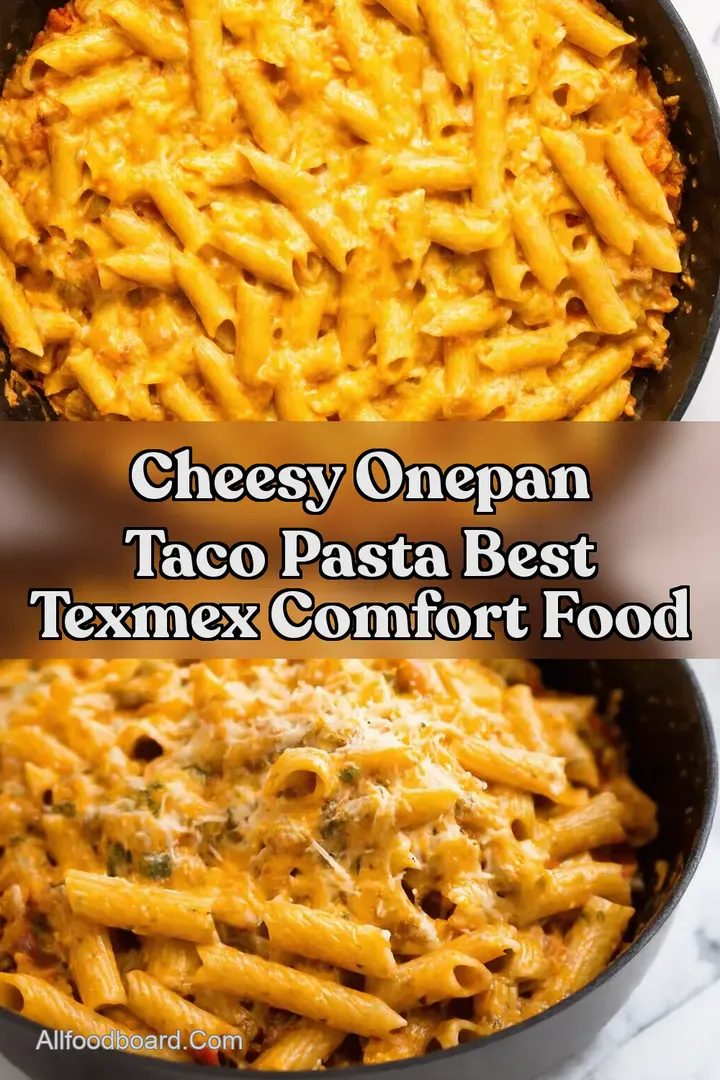 Cheesy OnePan Taco Pasta Best TexMex Comfort Food : PIN FOR LATER Cheesy OnePan Taco Pasta Best TexMex Comfort Food