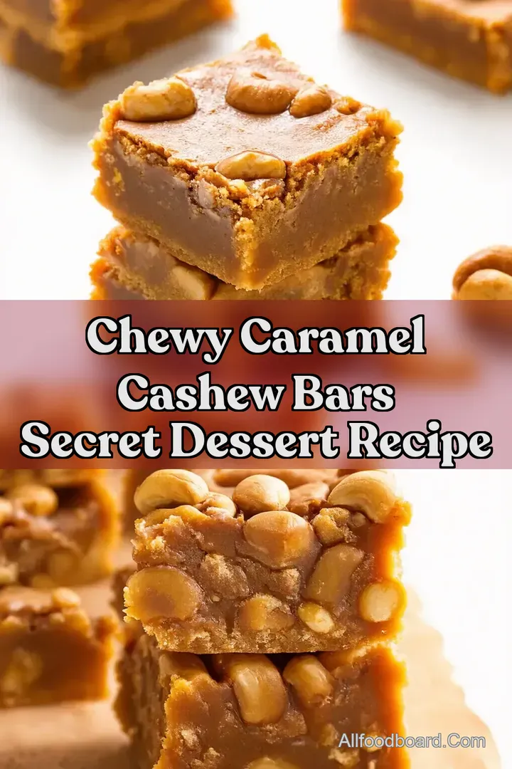 Chewy Caramel Cashew Bars Secret Dessert Recipe : PIN FOR LATER Chewy Caramel Cashew Bars Secret Dessert Recipe