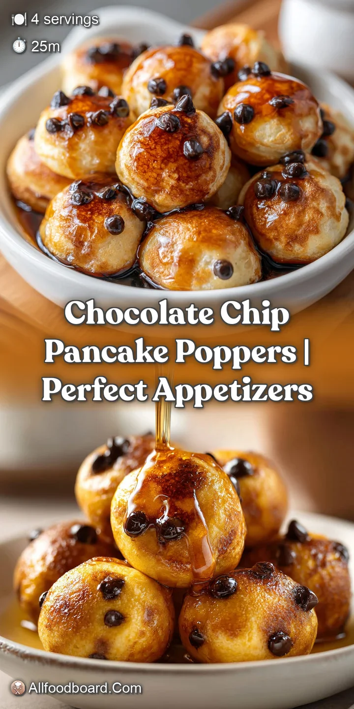 Close-up of a fluffy golden pancake bite with a gooey, melted chocolate chip oozing from the warm center.