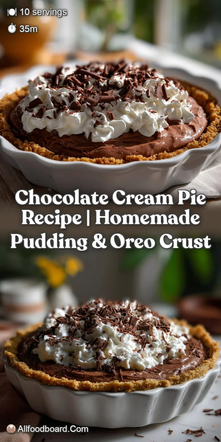 Chocolate Cream Pie Recipe | Homemade Pudding & Oreo Crust