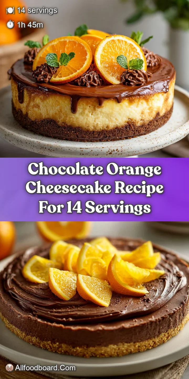 Close-up view showcasing the smooth, glossy texture of a chocolate orange cheesecake, promising a rich and citrusy bite.