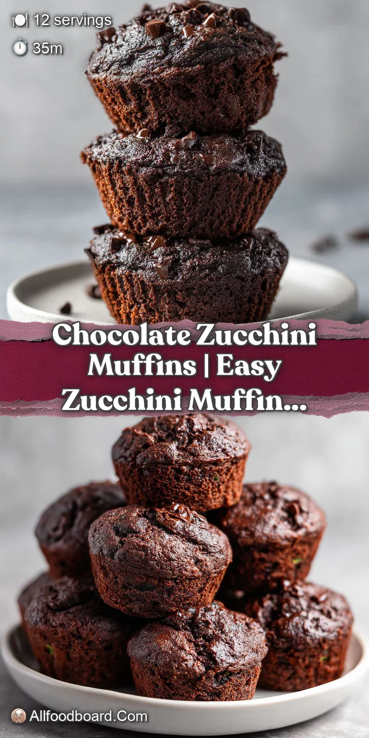 A close-up of a deep chocolate muffin, revealing its tender crumb and flecks of green zucchini.