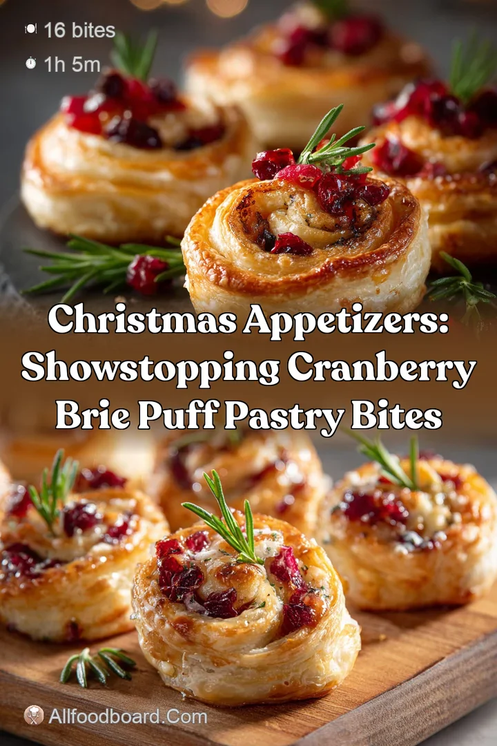 Christmas Appetizers: Showstopping Cranberry Brie Puff Pastry Bites