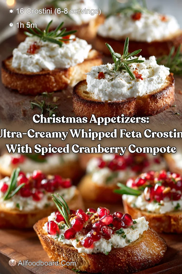 Christmas Appetizers: Ultra-Creamy Whipped Feta Crostini with Spiced Cranberry Compote