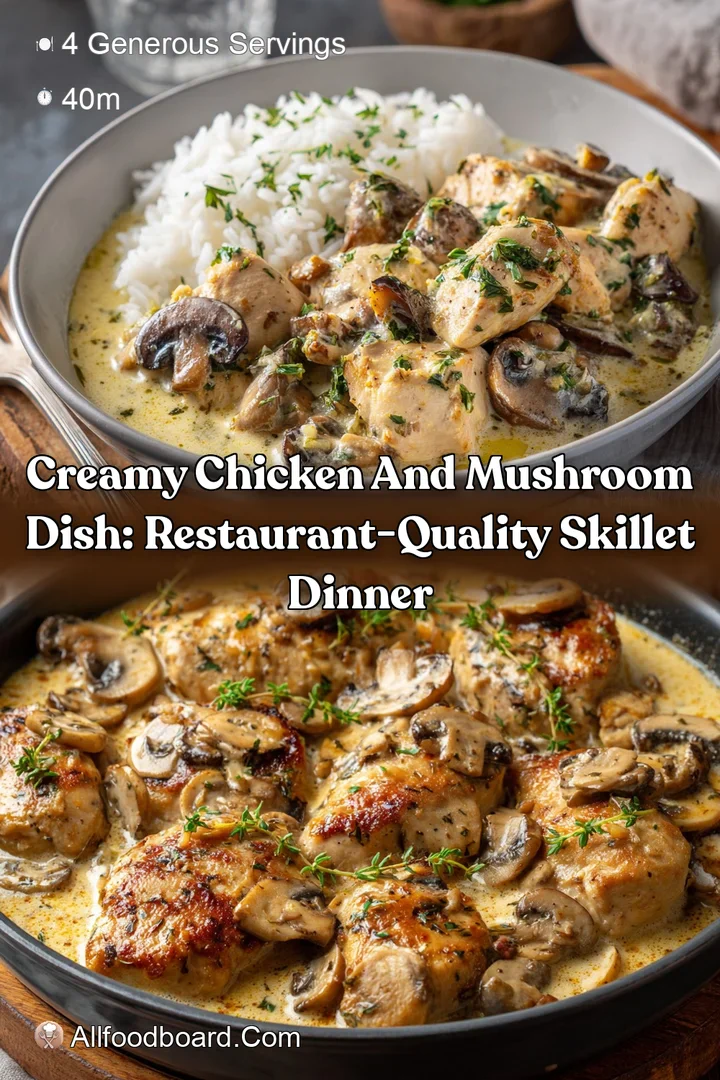Creamy Chicken and Mushroom Dish: Restaurant-Quality Skillet Dinner