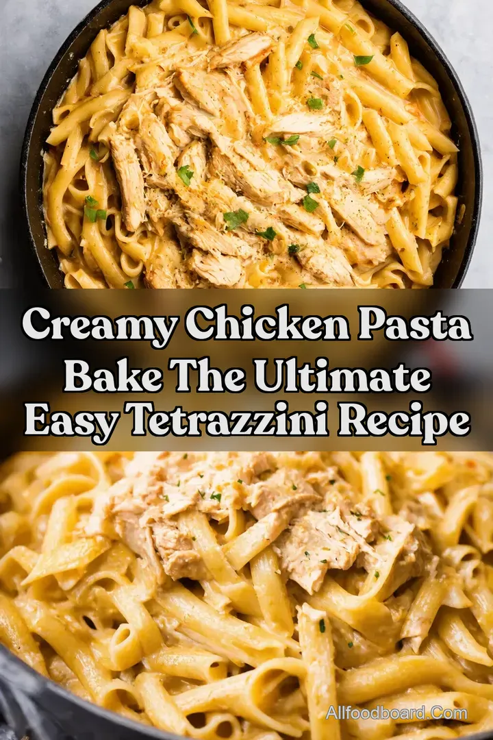Creamy Chicken Pasta Bake The ULTIMATE Easy Tetrazzini Recipe : PIN FOR LATER Creamy Chicken Pasta Bake The ULTIMATE Easy Tetrazzini Recipe