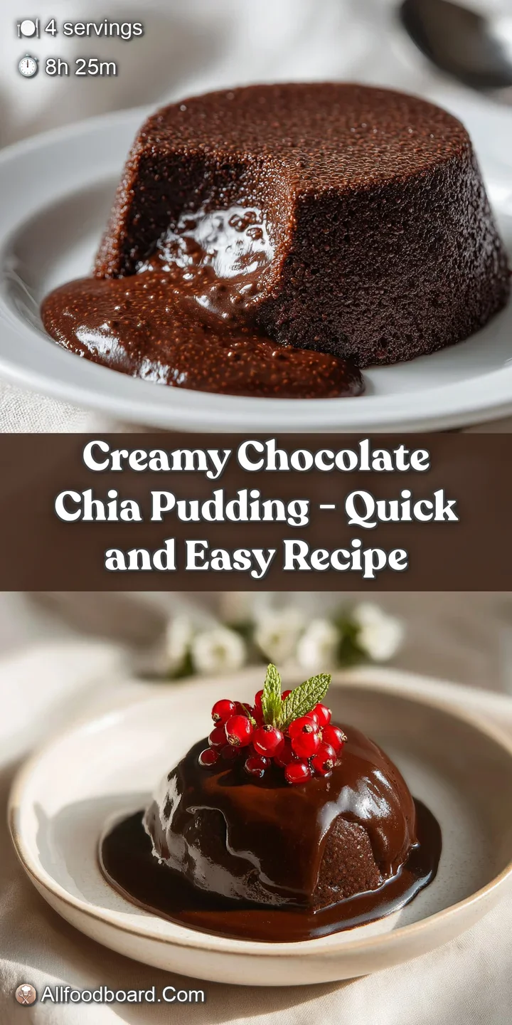 Close-up of velvety dark chocolate cream showing tiny chia seeds and a single, vibrant red raspberry.