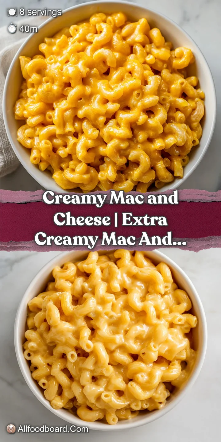 Extreme close-up of gooey, melted cheese stretching between elbow pasta noodles in a warm, golden-yellow sauce.