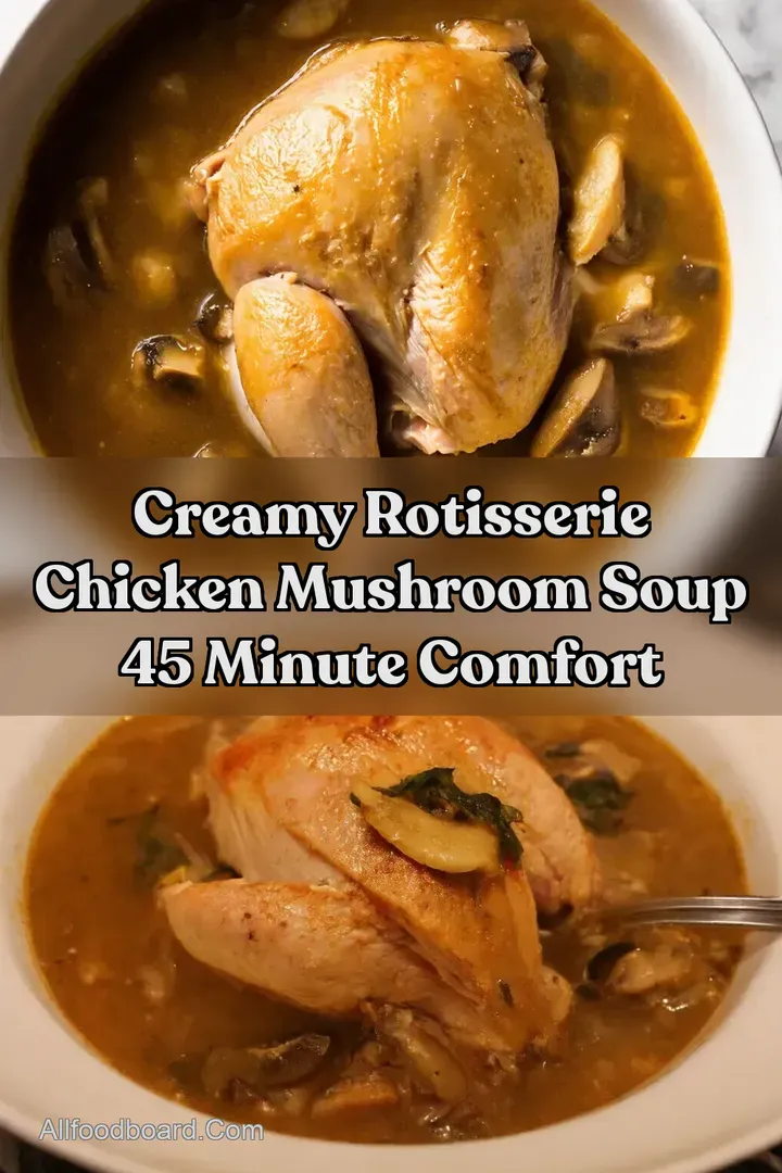 Creamy Rotisserie Chicken Mushroom Soup 45 Minute Comfort : PIN FOR LATER Creamy Rotisserie Chicken Mushroom Soup 45 Minute Comfort