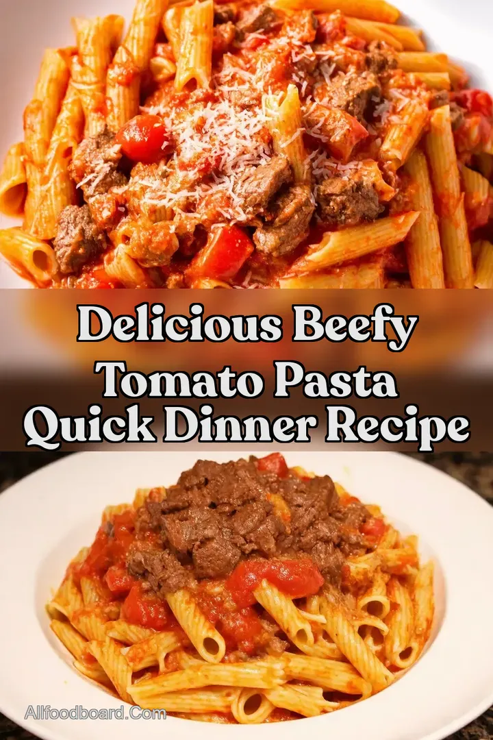 Delicious Beefy Tomato Pasta Quick Dinner Recipe : PIN FOR LATER Delicious Beefy Tomato Pasta Quick Dinner Recipe