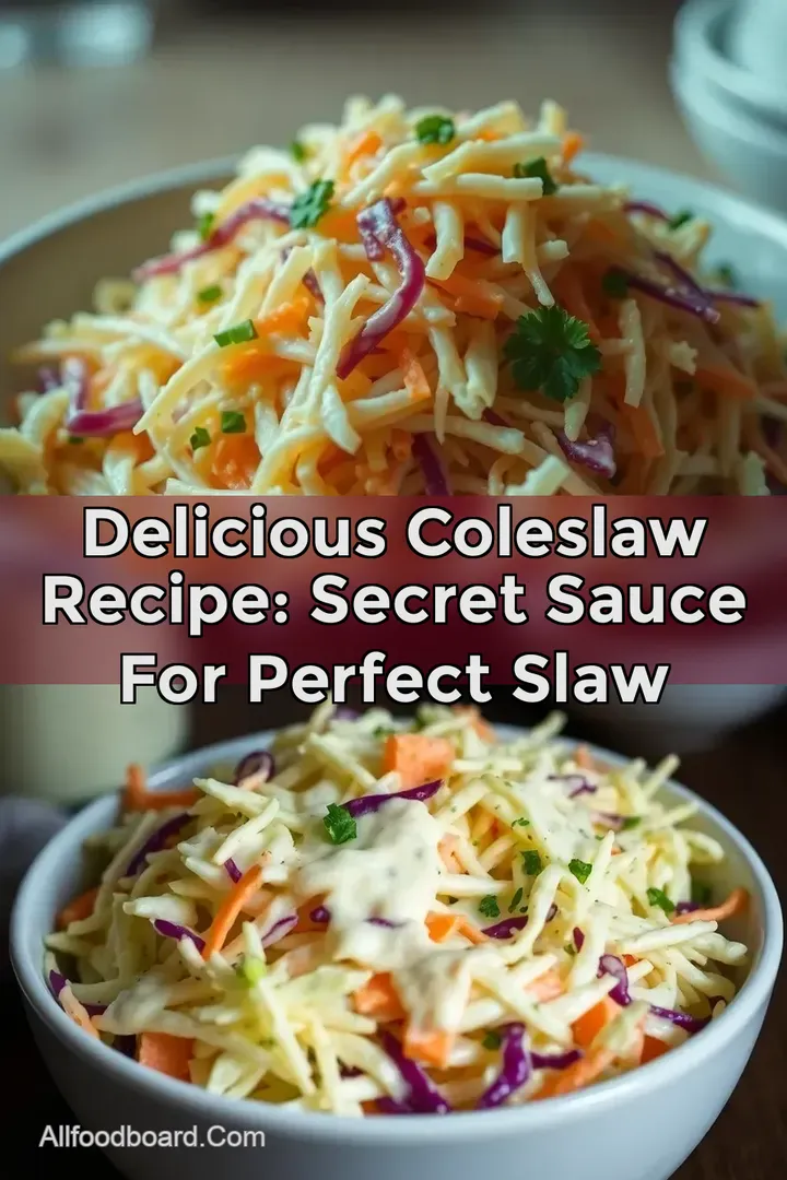 Delicious Coleslaw Recipe: Secret Sauce for Perfect Slaw : PIN FOR LATER Delicious Coleslaw Recipe: Secret Sauce for Perfect Slaw