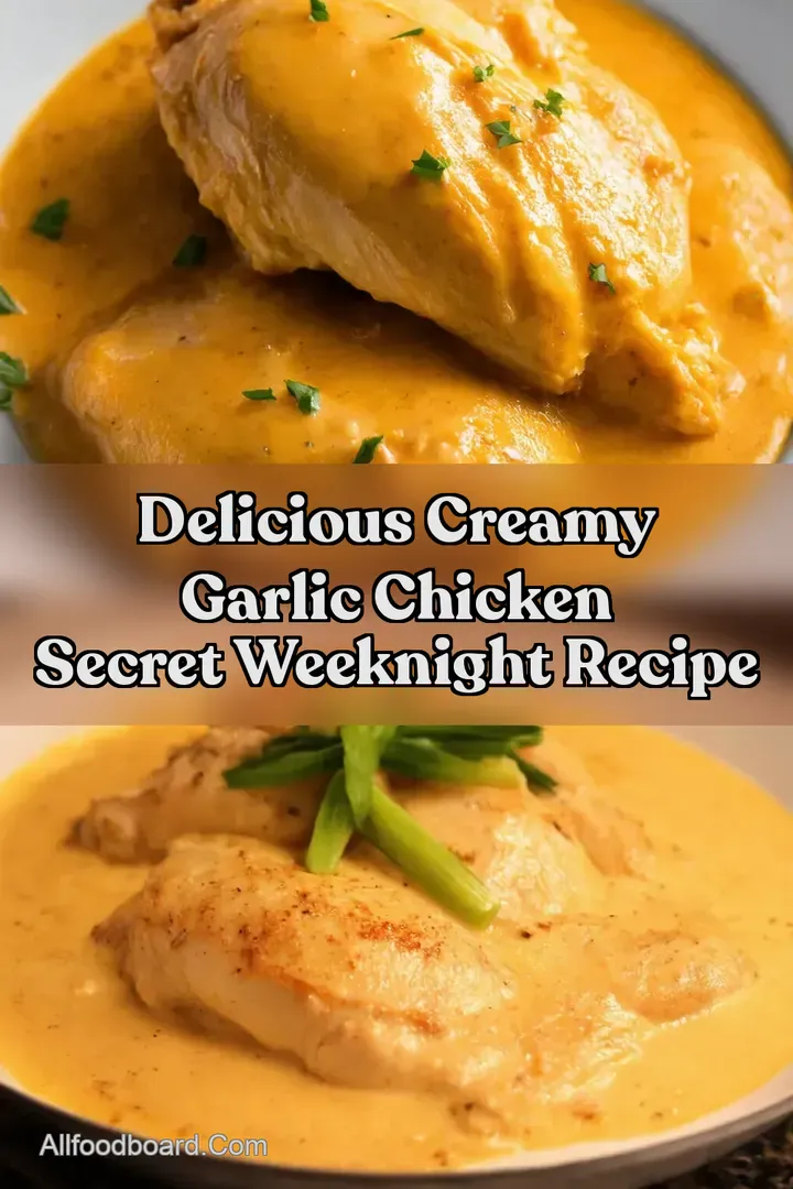 Delicious Creamy Garlic Chicken Secret Weeknight Recipe : PIN FOR LATER Delicious Creamy Garlic Chicken Secret Weeknight Recipe
