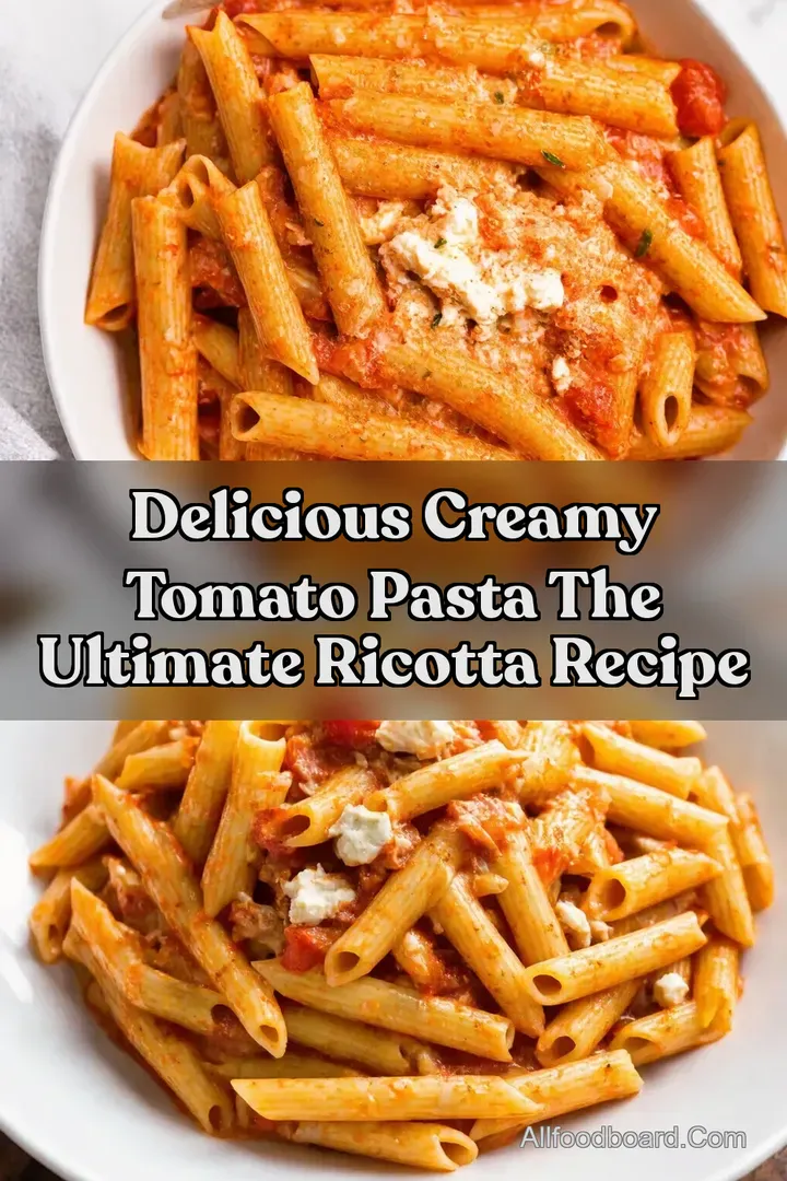 Delicious Creamy Tomato Pasta The Ultimate Ricotta Recipe : PIN FOR LATER Delicious Creamy Tomato Pasta The Ultimate Ricotta Recipe
