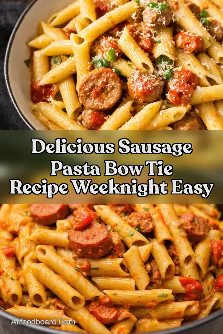 Delicious Sausage Pasta Bow Tie Recipe Weeknight Easy : PIN FOR LATER Delicious Sausage Pasta Bow Tie Recipe Weeknight Easy