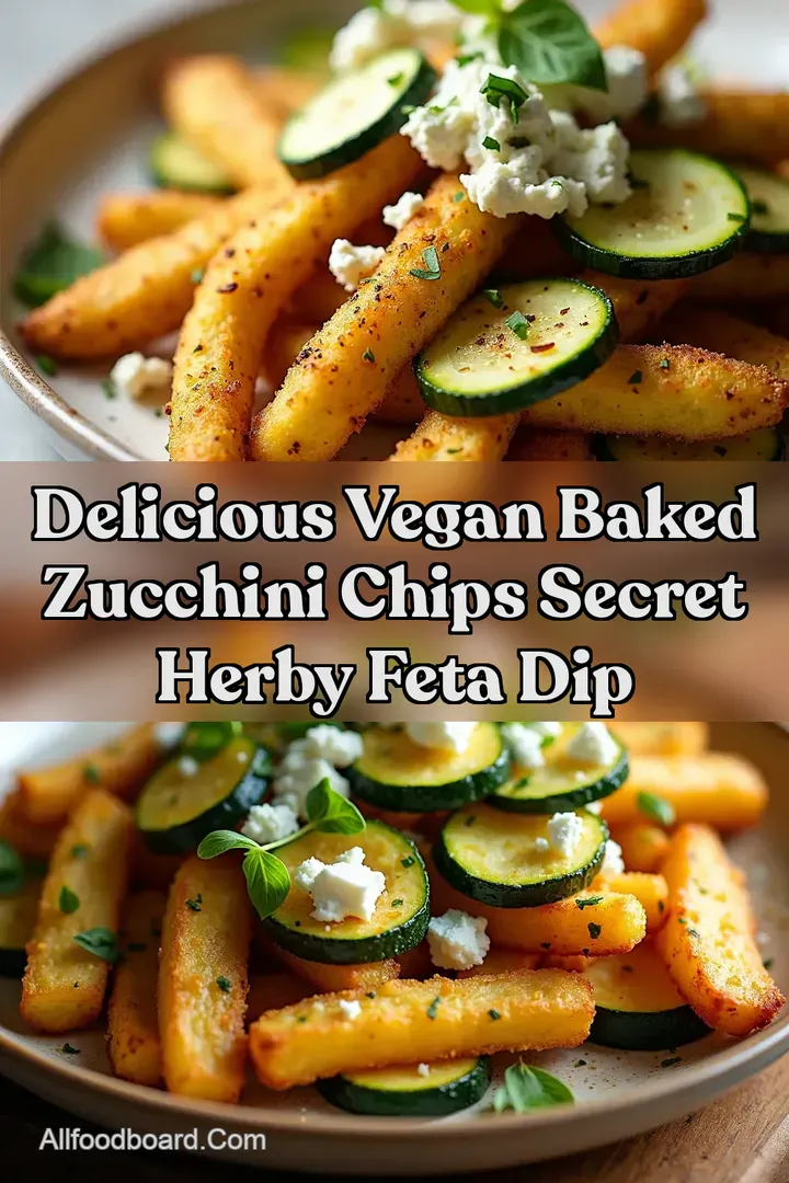 Delicious Vegan Baked Zucchini Chips Secret Herby Feta Dip