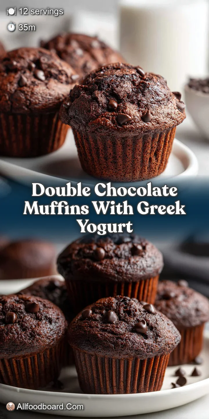 Close-up of a double chocolate muffin, showcasing the melted chocolate chips and a slightly cracked, textured top.