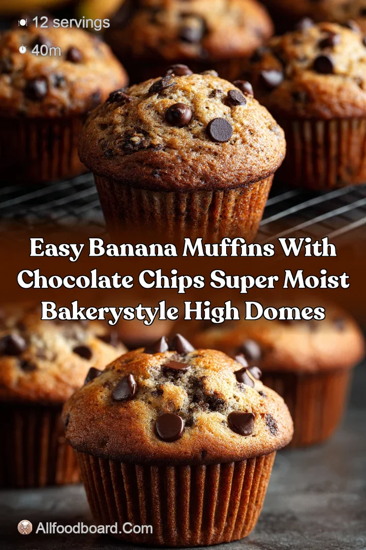 Easy Banana Muffins with Chocolate Chips Super Moist BakeryStyle High Domes