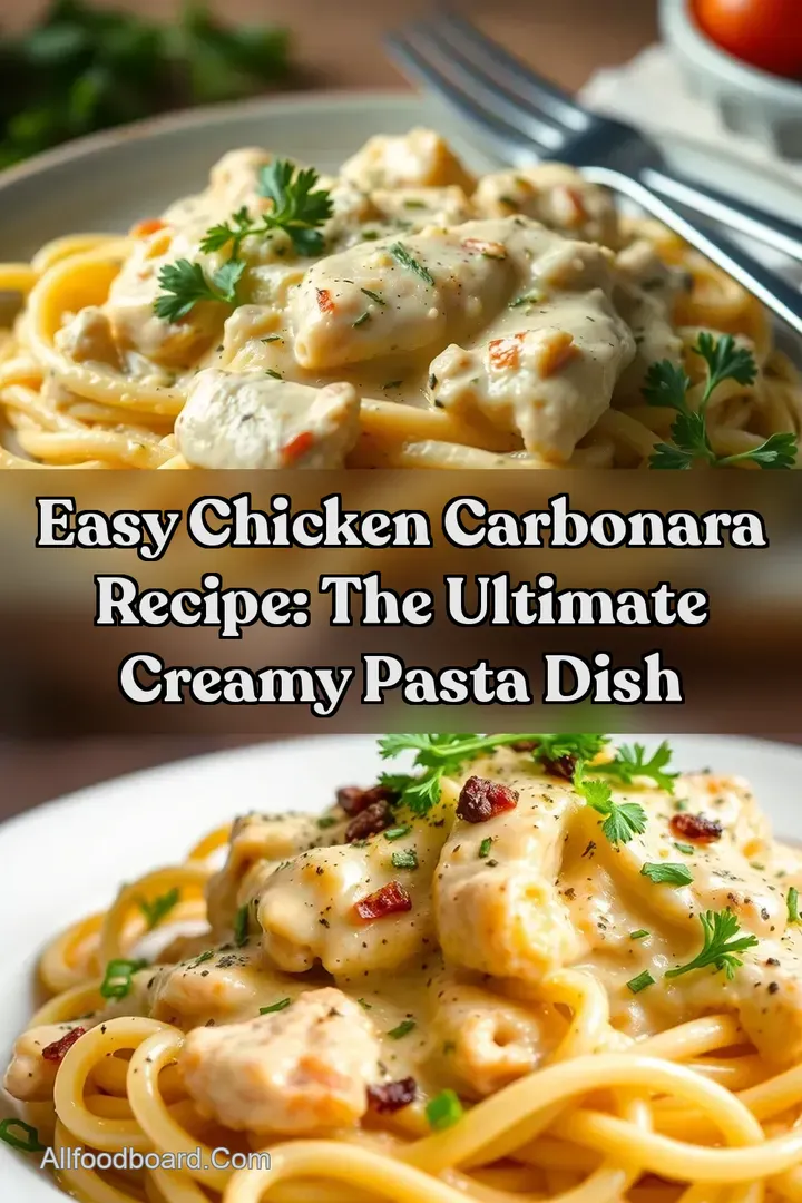 Easy Chicken Carbonara Recipe: The Ultimate Creamy Pasta Dish : PIN FOR LATER Easy Chicken Carbonara Recipe: The Ultimate Creamy Pasta Dish