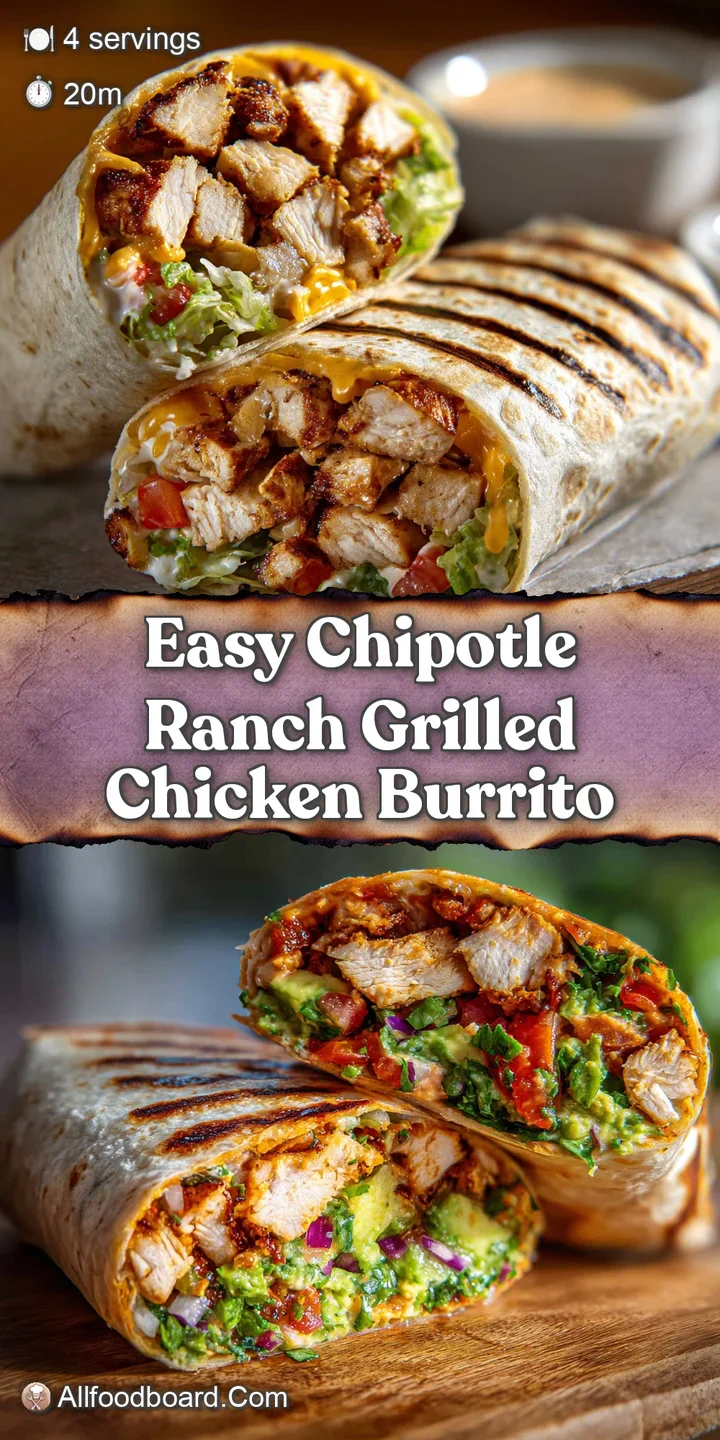 Close-up of a burrito reveals smoky, grilled chicken, a swirl of zesty sauce, and colorful veggies, wrapped in a warm tort...