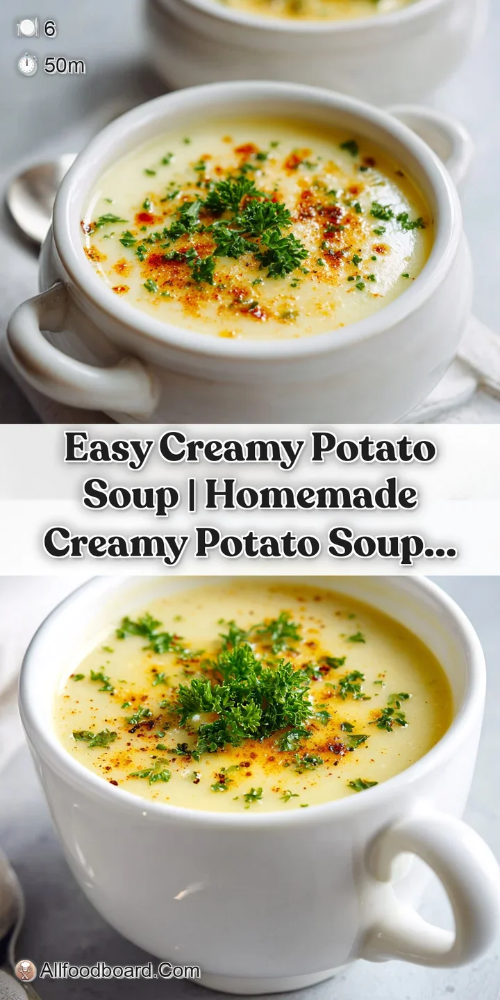 A rich, velvety potato soup with a glossy sheen, topped with fresh dill and a drizzle of cream.