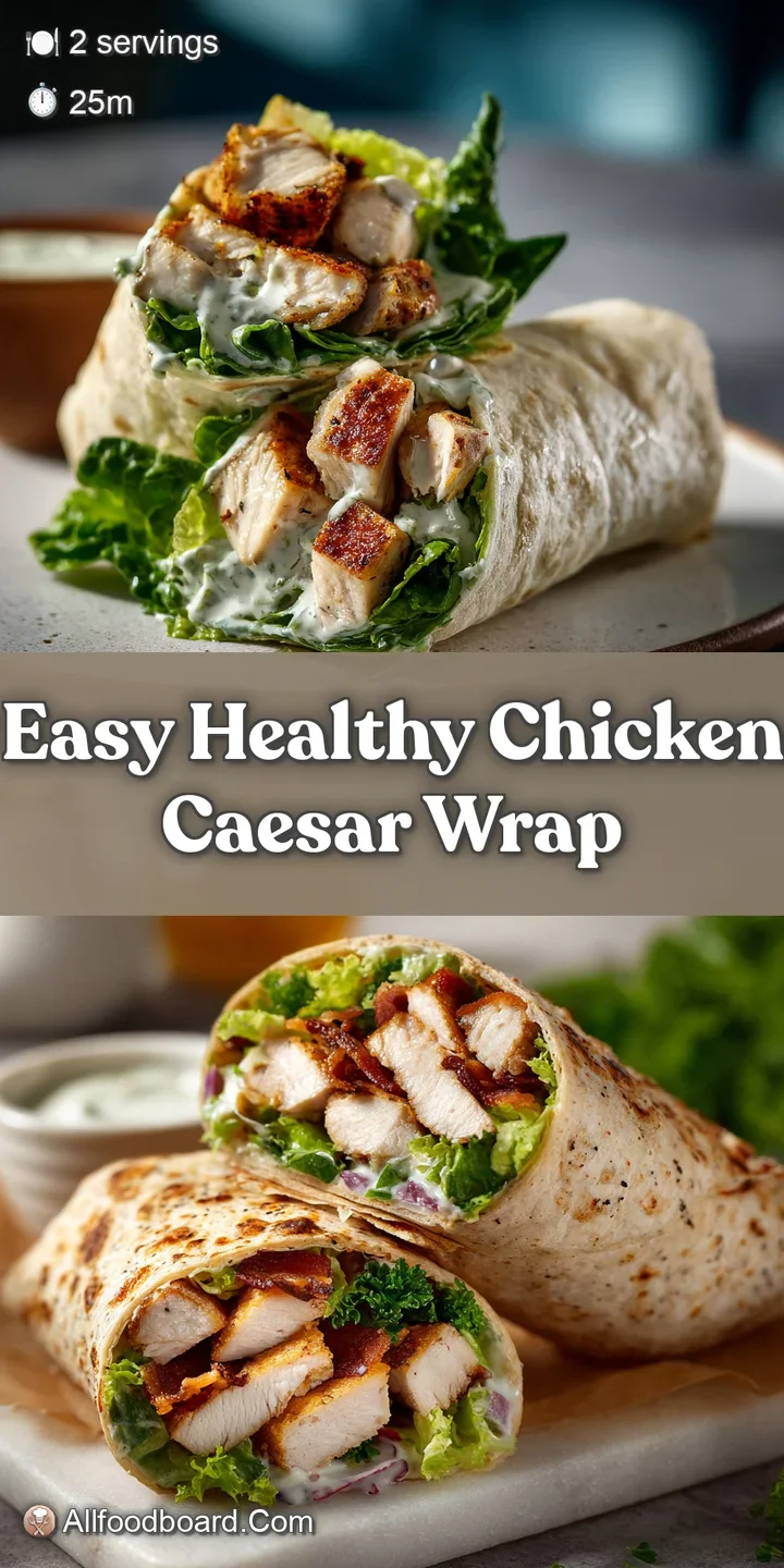 Close-up of a chicken Caesar wrap, emphasizing the toasted tortilla and visible textures of the ingredients inside.