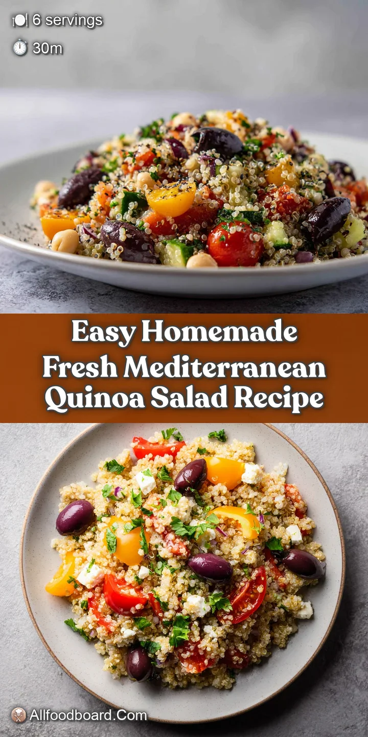 Close-up of fluffy quinoa salad with juicy tomatoes, crunchy cucumbers, and crumbled feta; glistening with a light vinaigr...