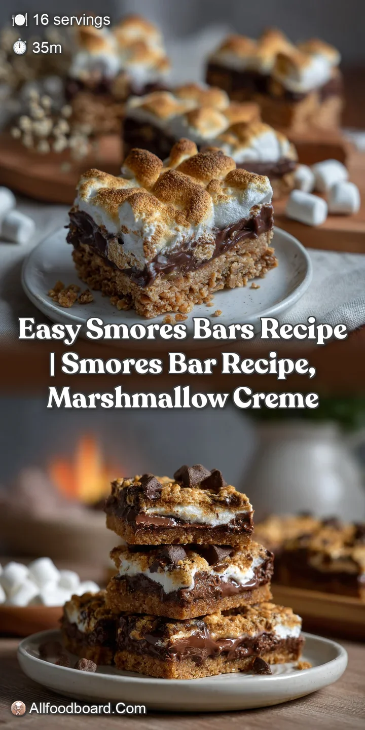 Close-up of a S'mores bar: Warm, glistening marshmallow pulls, rich chocolate chips, and a buttery, golden-brown crust.