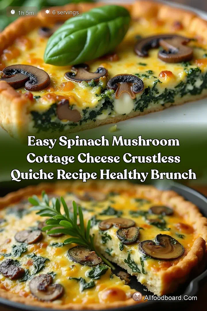 Easy Spinach Mushroom Cottage Cheese Crustless Quiche Recipe Healthy Brunch