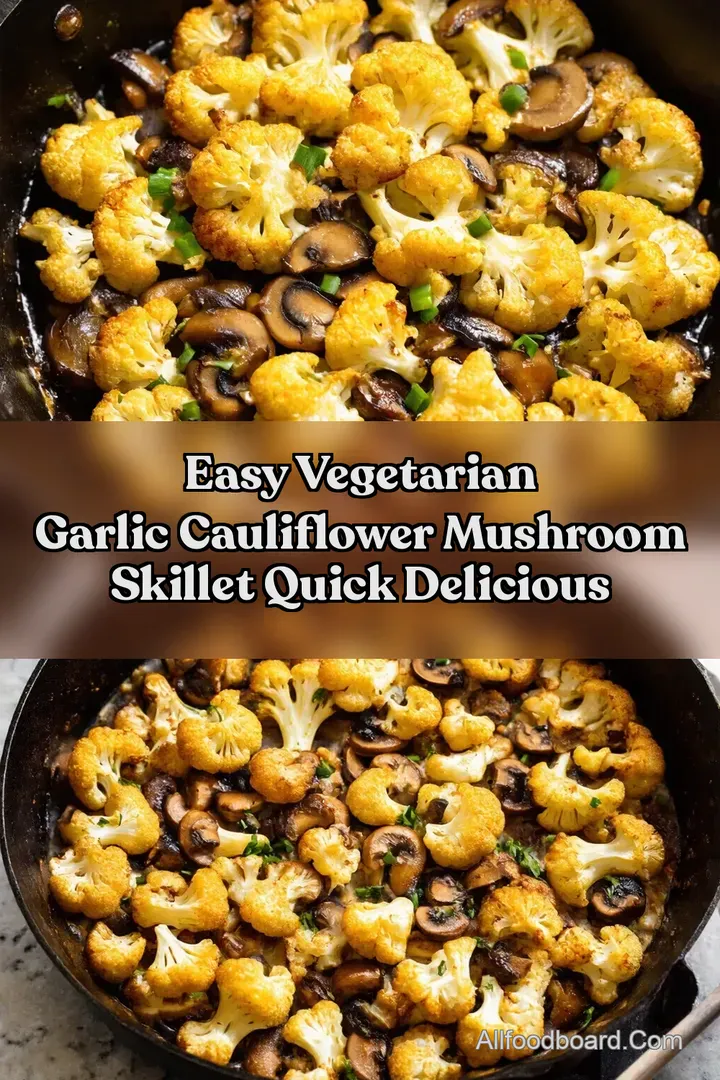 Easy Vegetarian garlic cauliflower mushroom skillet Quick Delicious
