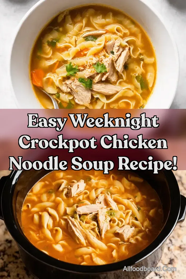 Easy Weeknight Crockpot Chicken Noodle Soup Recipe! : PIN FOR LATER Easy Weeknight Crockpot Chicken Noodle Soup Recipe!
