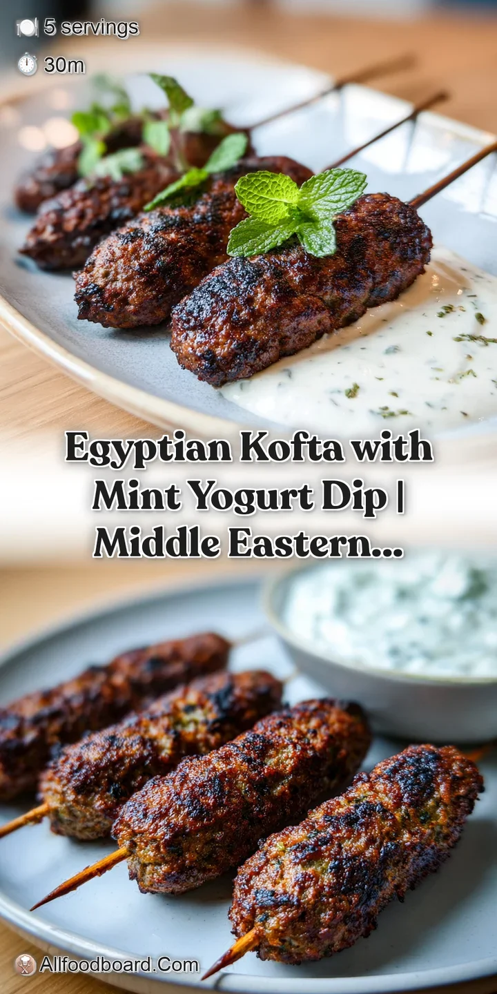 Close-up of charred, juicy grilled meat dipping into a thick, creamy white yogurt sauce with fresh mint flakes.