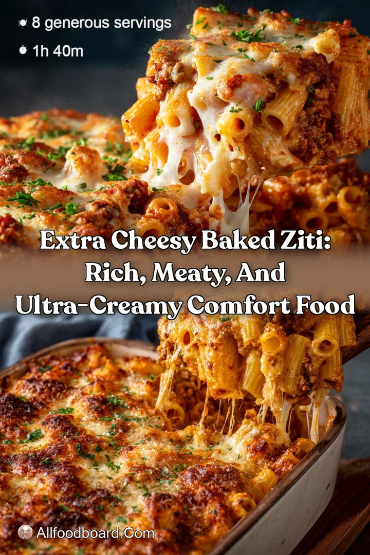 Extra Cheesy Baked Ziti: Rich Meaty and Ultra-Creamy Comfort Food