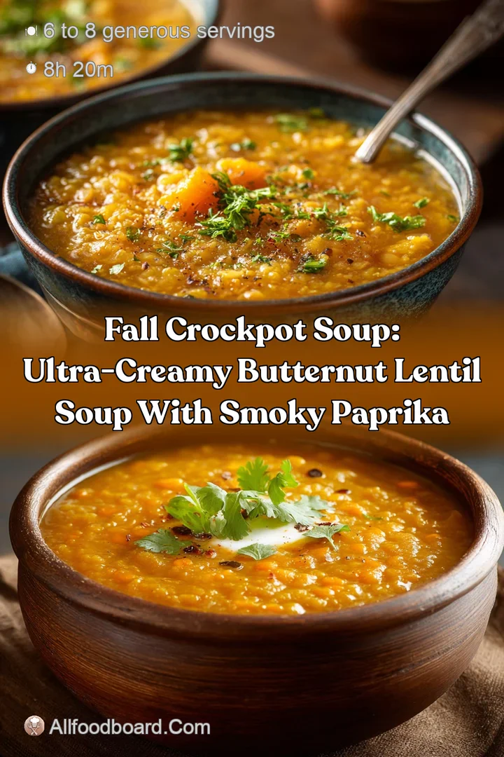 Fall Crockpot Soup: Ultra-Creamy Butternut Lentil Soup with Smoky Paprika