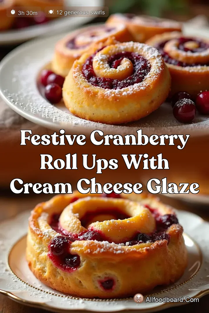 Festive Cranberry Roll Ups with Cream Cheese Glaze