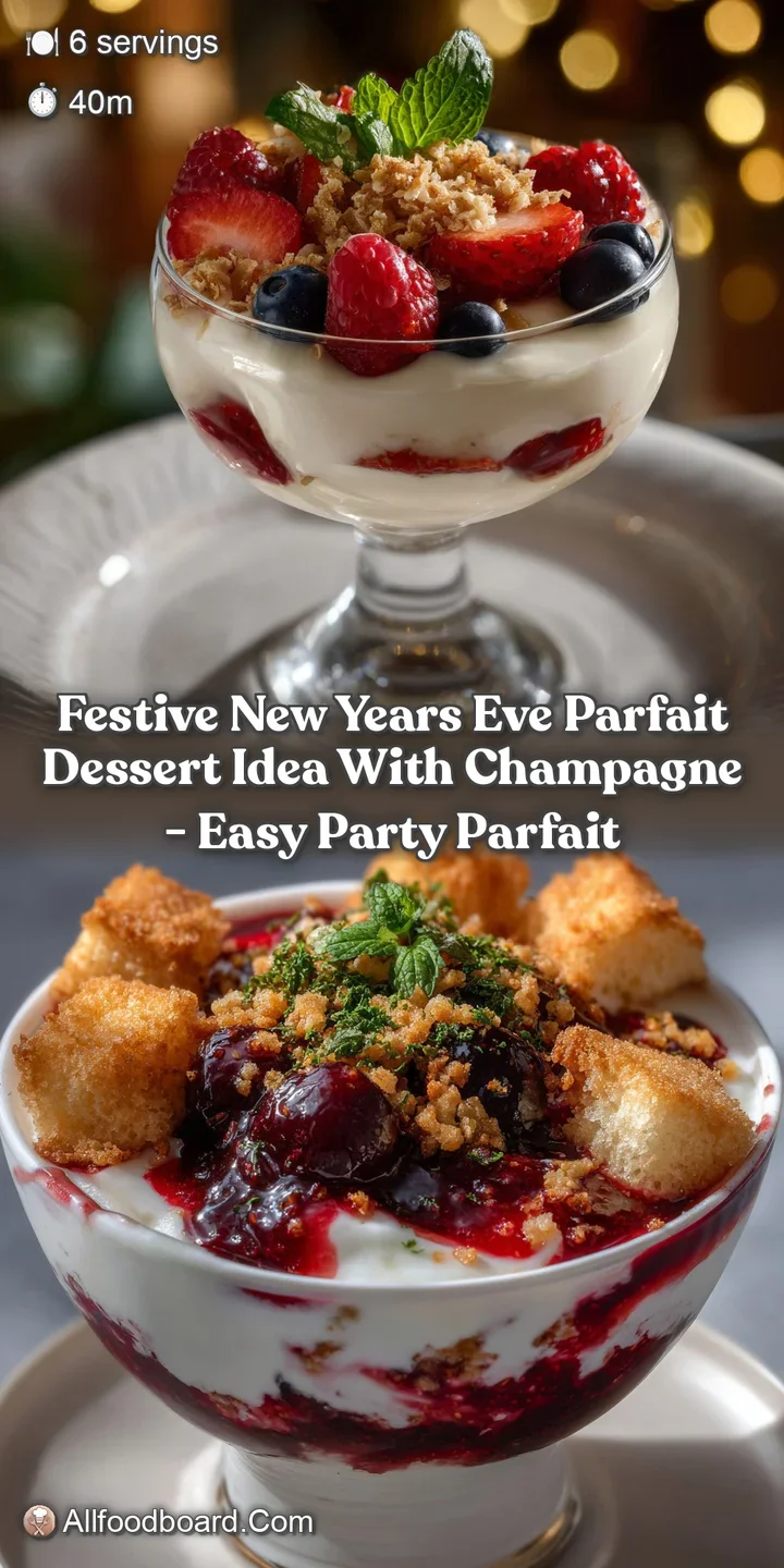 Close-up of a layered dessert. The creamy white, vibrant red berries, and champagne bubbles creates a visually appealing a...