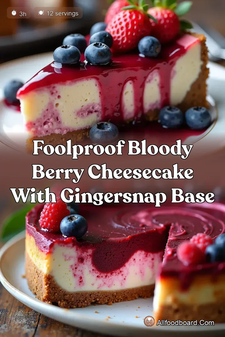 Foolproof Bloody Berry Cheesecake with Gingersnap Base