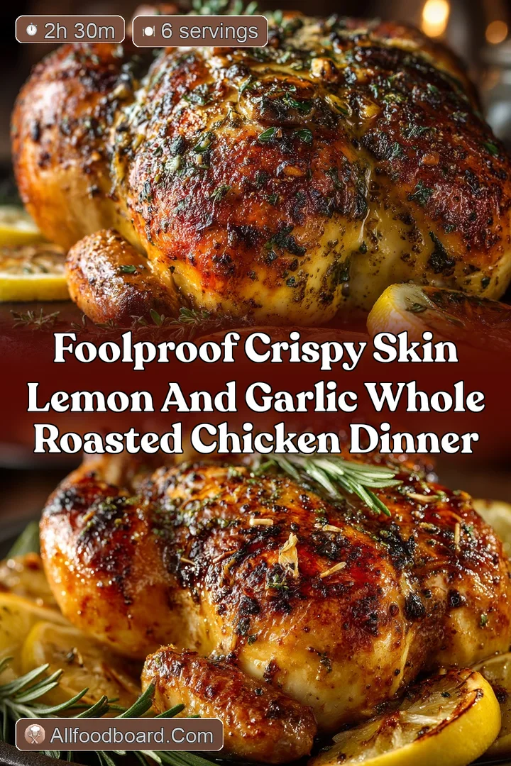 Foolproof Crispy Skin Lemon and Garlic Whole Roasted Chicken Dinner