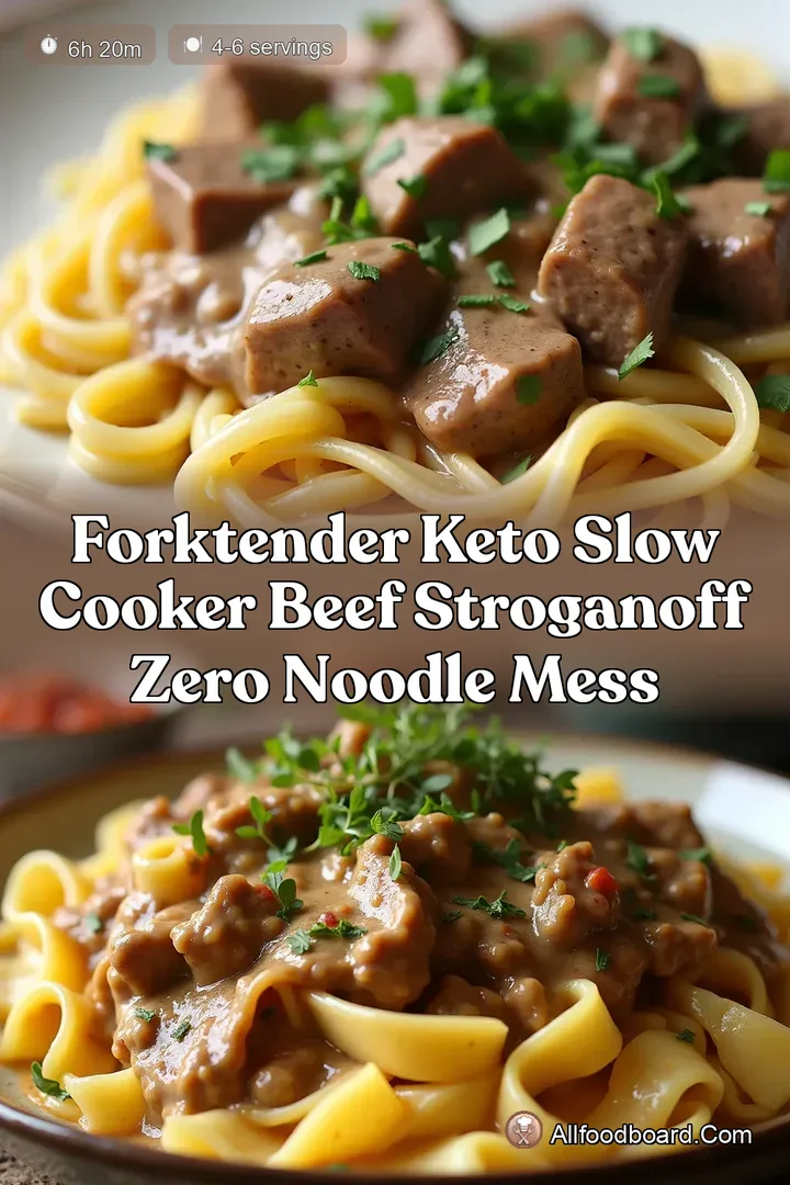 ForkTender Keto Slow Cooker Beef Stroganoff Zero Noodle Mess : PIN FOR LATER ForkTender Keto Slow Cooker Beef Stroganoff Zero Noodle Mess