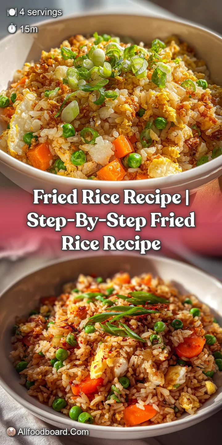 Close-up of golden-brown fried rice. See individual grains, diced carrots, and flecks of dark soy sauce. Smoky aroma implied.