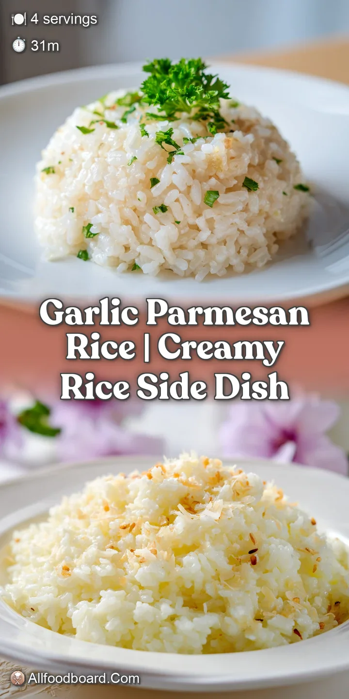 Extreme close-up of velvety, cheese-infused rice grains glistening with butter and flecks of toasted garlic bits.