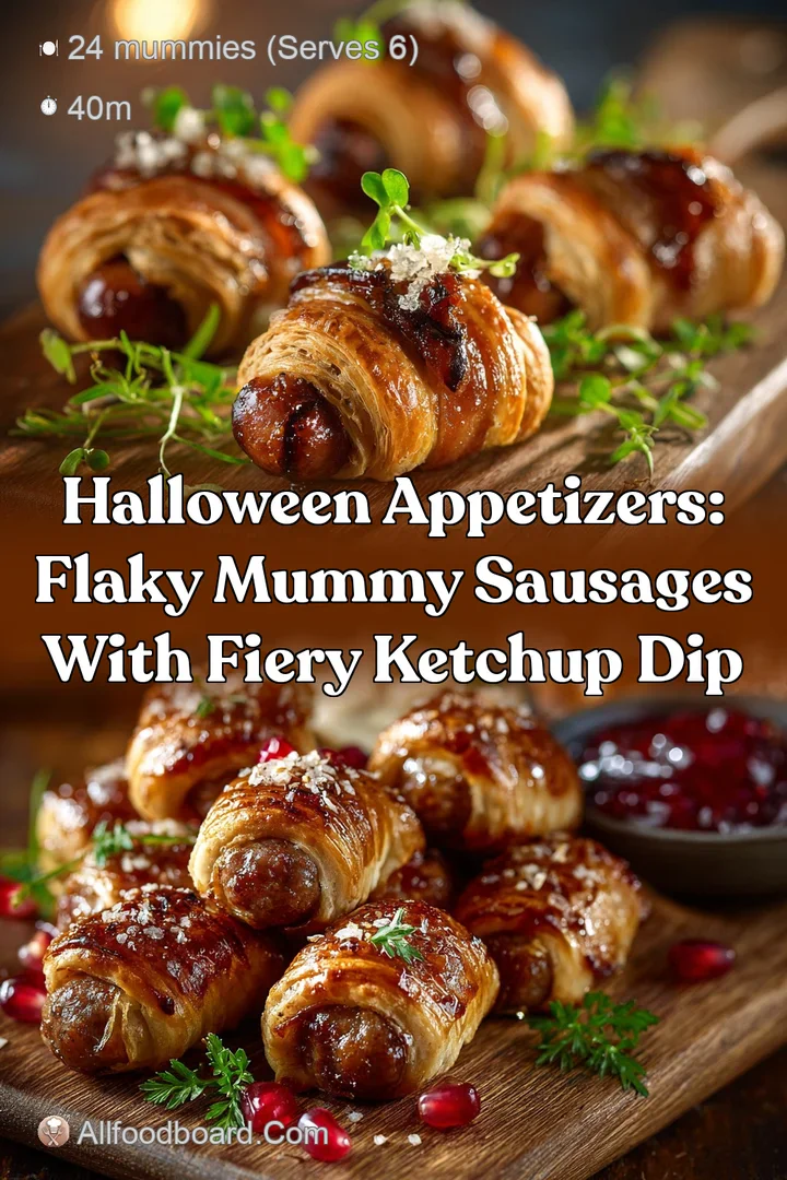 Halloween Appetizers: Flaky Mummy Sausages with Fiery Ketchup Dip