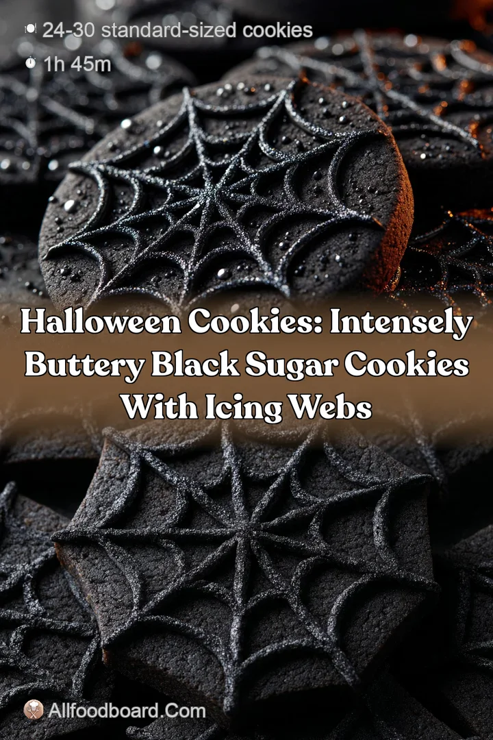Halloween Cookies: Intensely Buttery Black Sugar Cookies with Icing Webs