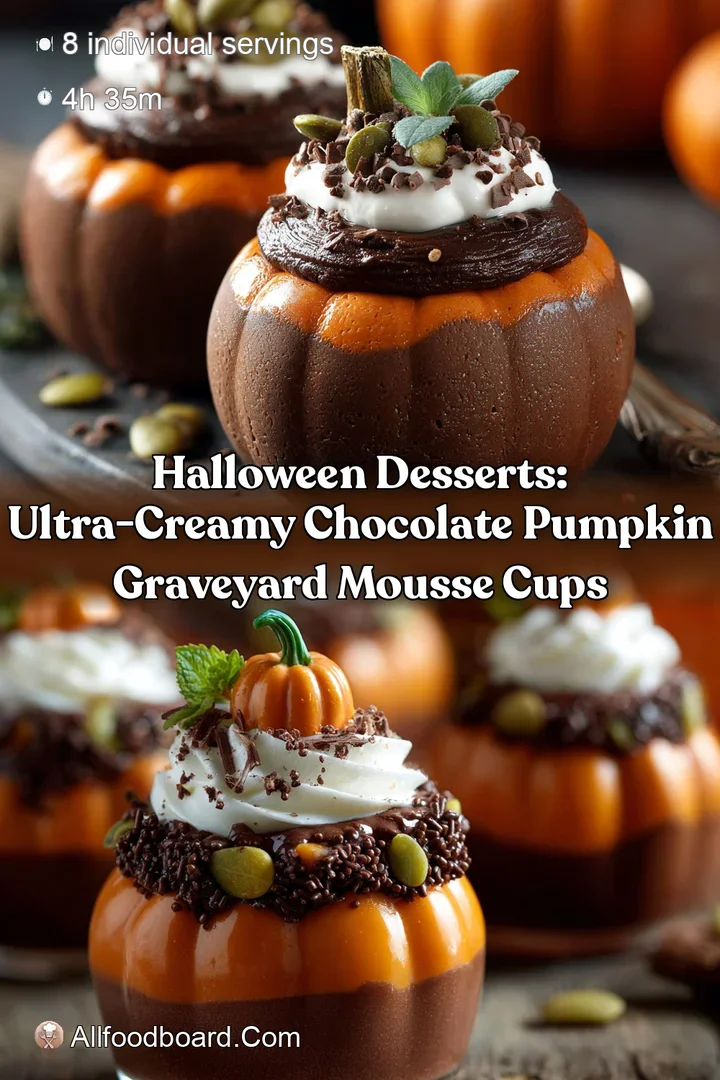 Halloween Desserts: Ultra-Creamy Chocolate Pumpkin Graveyard Mousse Cups