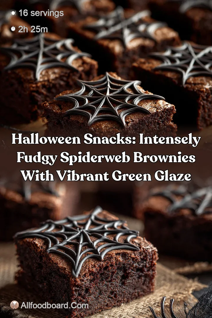 Halloween Snacks: Intensely Fudgy Spiderweb Brownies with Vibrant Green Glaze
