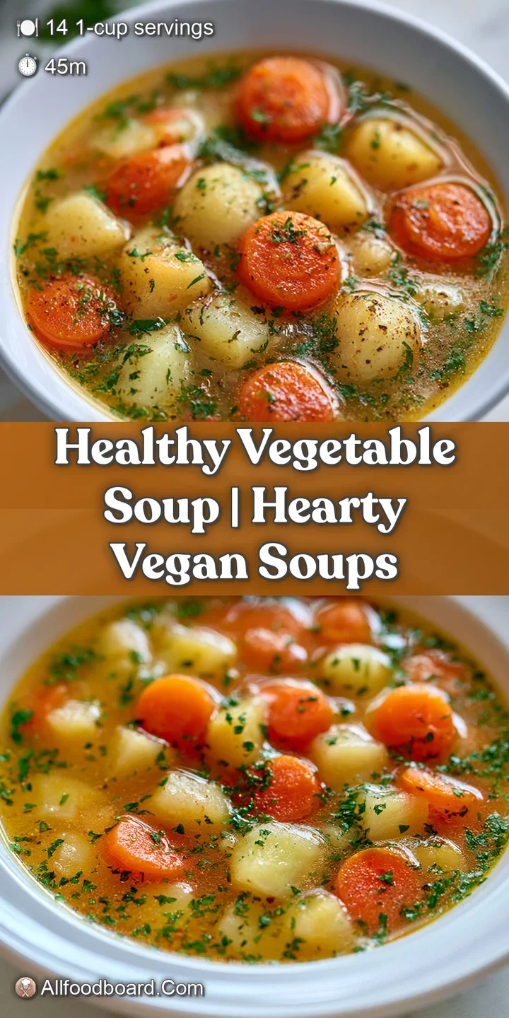 Close-up of tender carrots and green peas swimming in a golden, shimmering broth with a hint of cracked pepper.