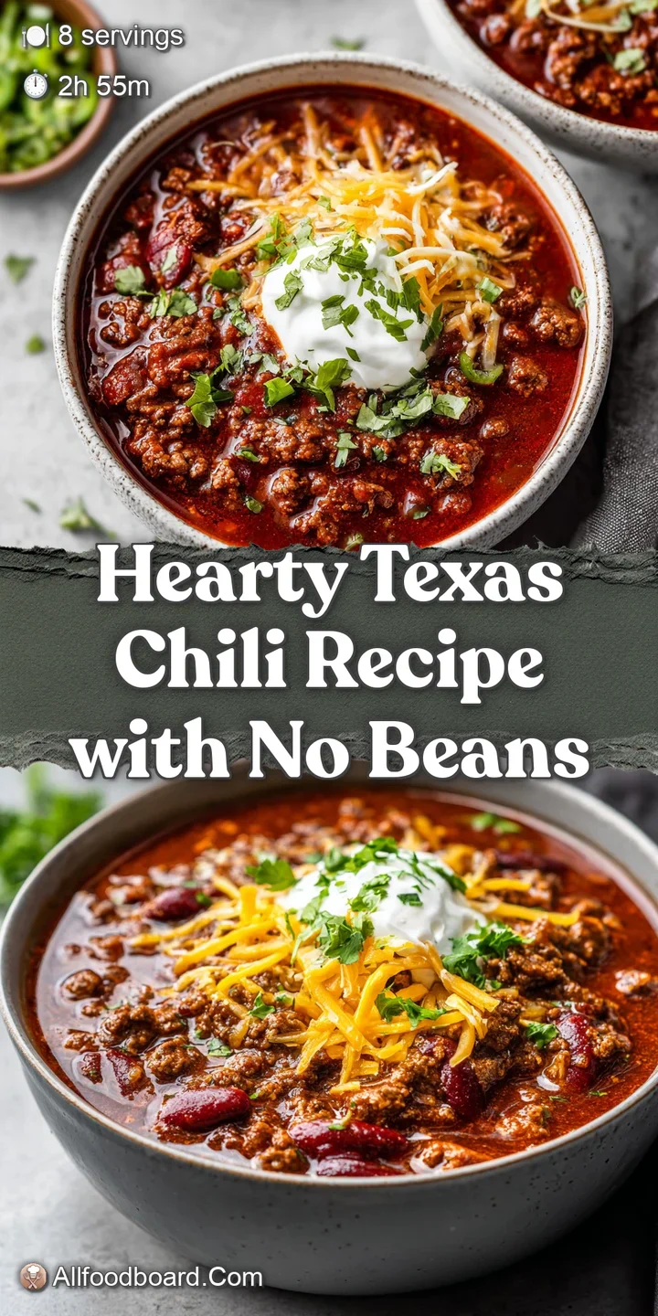 Close-up of deeply browned chuck roast simmering in a vibrant, spicy chili, flecked with herbs and seasonings. A hearty co...