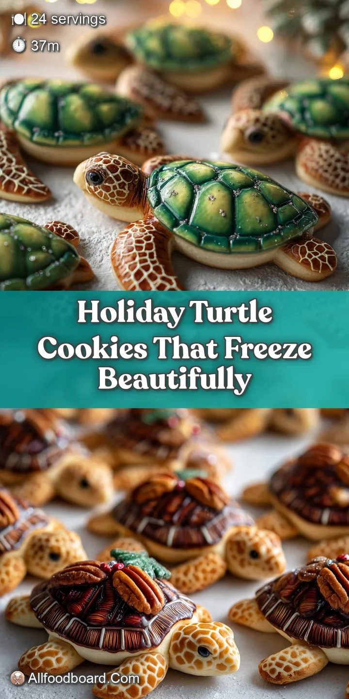 Close-up of a turtle cookie showing rich chocolate, crisp pecans, and soft, gooey caramel. The perfect bite-sized delight.