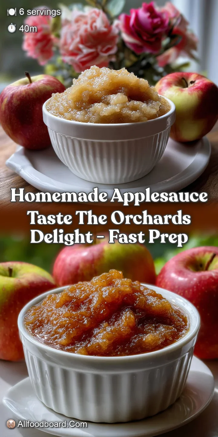 Swirling, chunky applesauce with warm cinnamon hues. The inviting texture suggests a perfectly smooth, non-watery bite, a ...