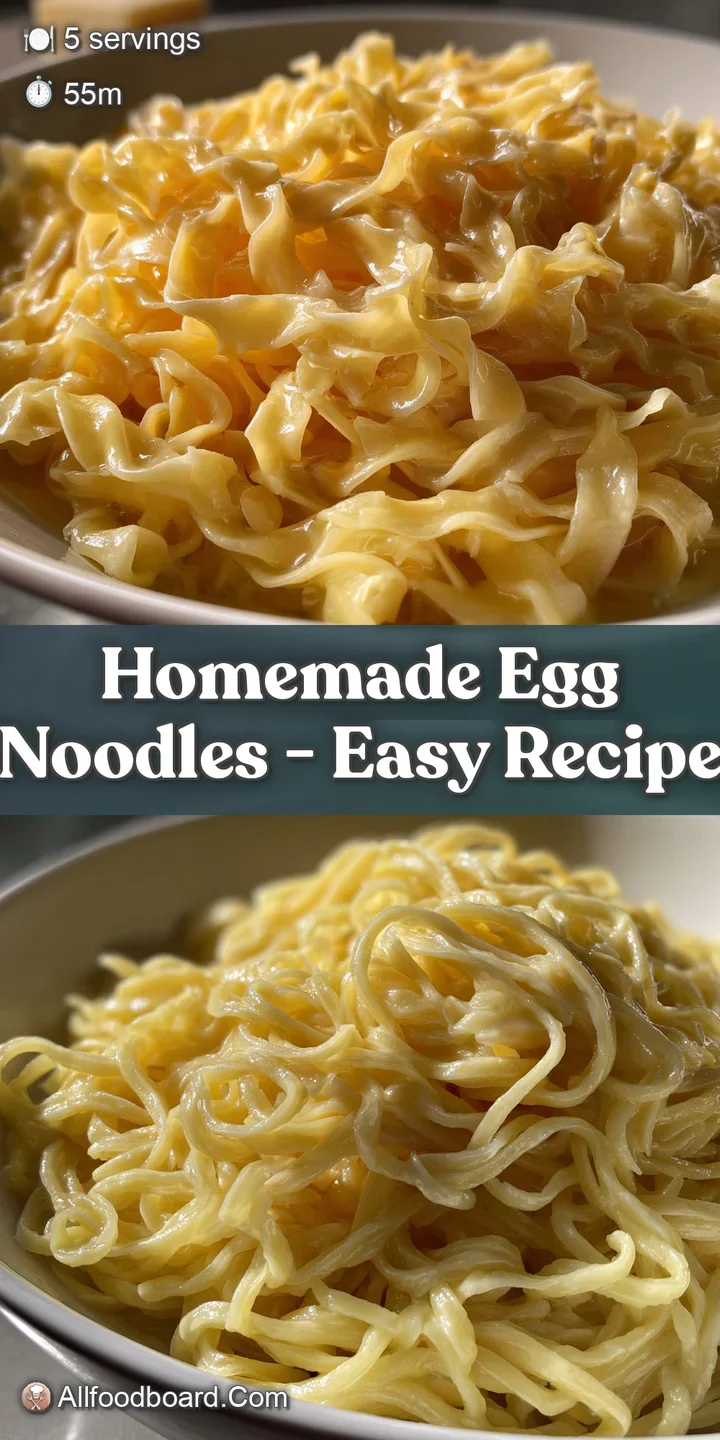 Close-up captures the soft, comforting texture of egg noodles with visible flecks of herbs and rich chicken broth.