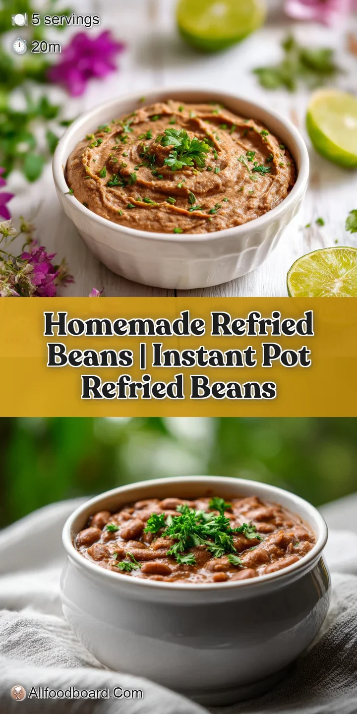 Close-up of warm, creamy refried beans, showcasing their smooth texture and hints of melted cheese. Comfort food at its fi...